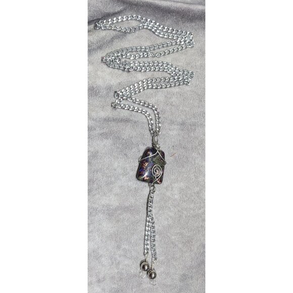 Handmade Wire Wrapped Agate Tassel Necklace - Picture 7 of 7